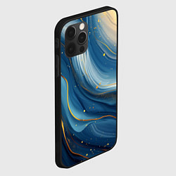 Чехол для iPhone 12 Pro Золотая волнистая текстура на синей ткани, цвет: 3D-черный — фото 2