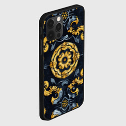 Чехол для iPhone 12 Pro Золотые и синие абстрактные узоры, цвет: 3D-черный — фото 2
