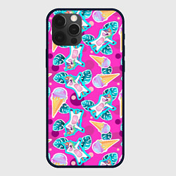 Чехол для iPhone 12 Pro Единорог с мороженым - dab dance, цвет: 3D-черный