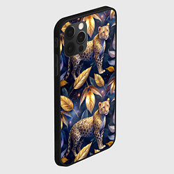 Чехол для iPhone 12 Pro Леопард с золотыми листьями паттерны, цвет: 3D-черный — фото 2