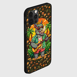 Чехол для iPhone 12 Pro Носорог играет на гитаре жарким летом, цвет: 3D-черный — фото 2