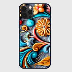 Чехол iPhone 12 Pro Растительный узор - нейросеть