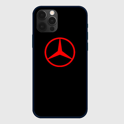 Чехол iPhone 12 Pro Mercedes logo red / 3D-Черный – фото 1