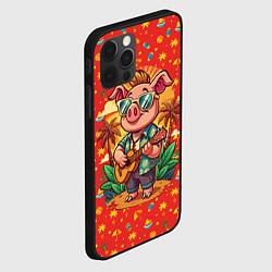 Чехол для iPhone 12 Pro Свинья с гитарой жаркое лето, цвет: 3D-черный — фото 2