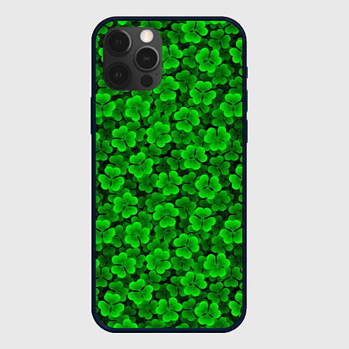 Чехол iPhone 12 Pro Клеверный узор паттерновый / 3D-Черный – фото 1