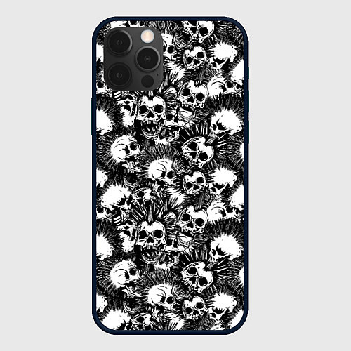 Чехол iPhone 12 Pro Панк черепа / 3D-Черный – фото 1
