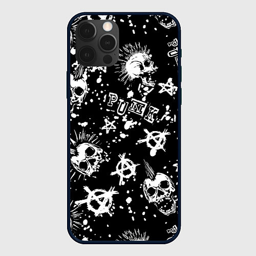 Чехол iPhone 12 Pro Панк черепа - анархия / 3D-Черный – фото 1