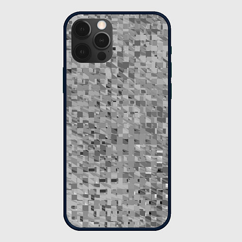 Чехол iPhone 12 Pro Серый текстурированный кубики / 3D-Черный – фото 1