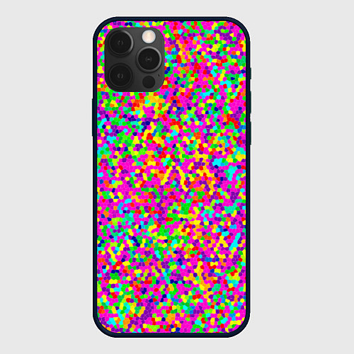 Чехол iPhone 12 Pro Паттерн разноцветная мелкая мозаика / 3D-Черный – фото 1