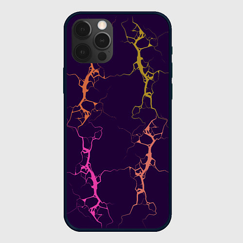 Чехол iPhone 12 Pro Молнии на пурпурном / 3D-Черный – фото 1