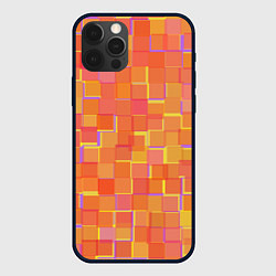 Чехол для iPhone 12 Pro Россыпь оранжевых квадратов, цвет: 3D-черный