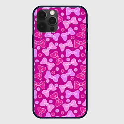 Чехол для iPhone 12 Pro Розовые бантики, цвет: 3D-черный