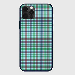 Чехол для iPhone 12 Pro Сине-зеленый паттерн в клетку, цвет: 3D-черный