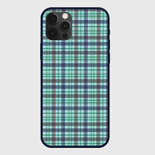 Чехол iPhone 12 Pro Сине-зеленый паттерн в клетку / 3D-Черный – фото 1