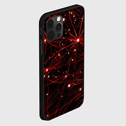 Чехол для iPhone 12 Pro Красные нити и светящиеся узлы, цвет: 3D-черный — фото 2