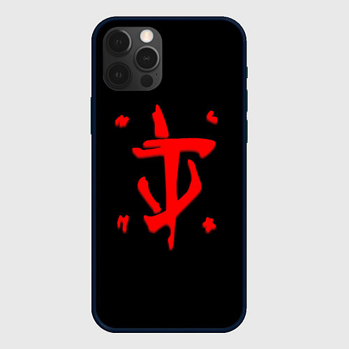 Чехол iPhone 12 Pro Doom logo red / 3D-Черный – фото 1