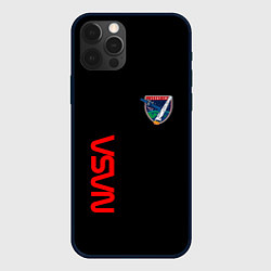 Чехол для iPhone 12 Pro Nasa space logo steel, цвет: 3D-черный