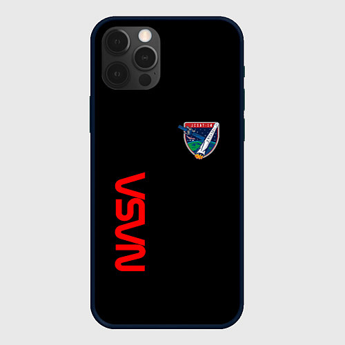 Чехол iPhone 12 Pro Nasa space logo steel / 3D-Черный – фото 1