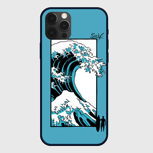 Чехол iPhone 12 Pro Большая волна в Канагаве - серфинг / 3D-Черный – фото 1