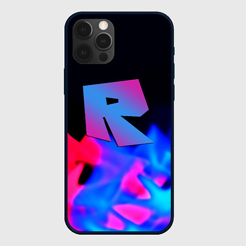 Чехол iPhone 12 Pro Roblox neon flame / 3D-Черный – фото 1