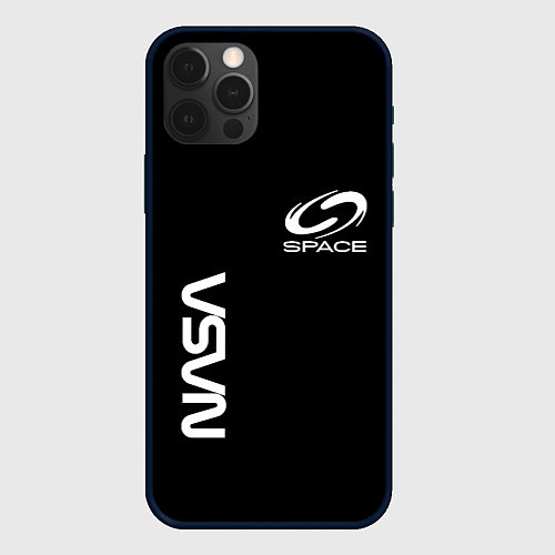 Чехол iPhone 12 Pro Nasa space logo white / 3D-Черный – фото 1