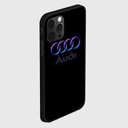 Чехол для iPhone 12 Pro Audi neon logo, цвет: 3D-черный — фото 2