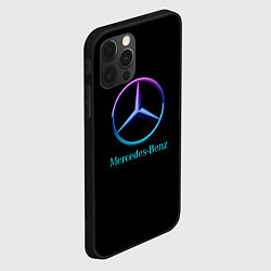 Чехол для iPhone 12 Pro Mercedes neon logo, цвет: 3D-черный — фото 2