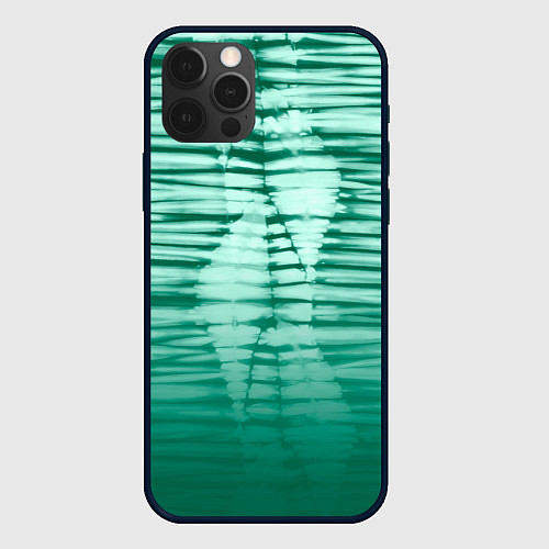 Чехол iPhone 12 Pro Tie-dye green stripes / 3D-Черный – фото 1