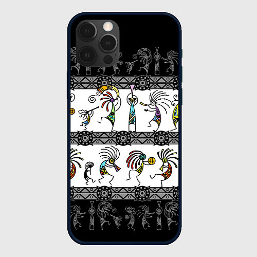Чехол iPhone 12 Pro Кокопелли - боги индейцев хайда / 3D-Черный – фото 1