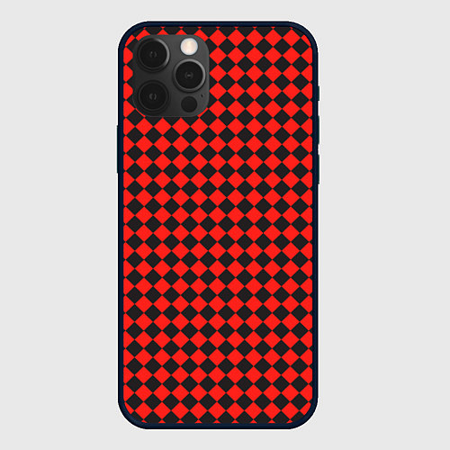 Чехол iPhone 12 Pro Паттерн черных квадратов / 3D-Черный – фото 1