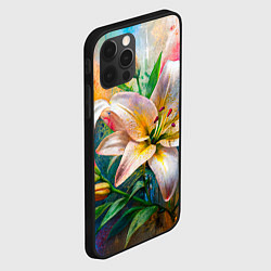 Чехол для iPhone 12 Pro Лилии абстракция гранж, цвет: 3D-черный — фото 2