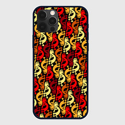 Чехол для iPhone 12 Pro Кокопелли - паттерн, цвет: 3D-черный