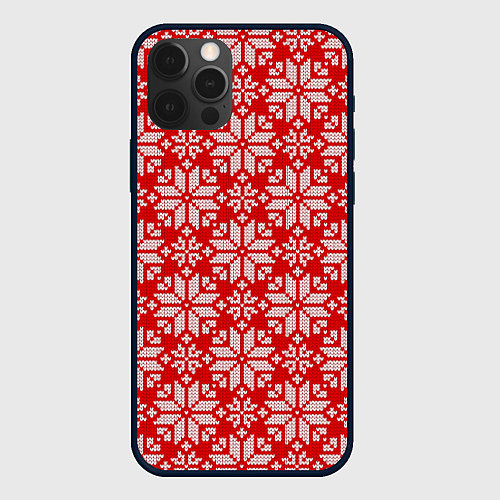 Чехол iPhone 12 Pro Цветной вязаный орнамент / 3D-Черный – фото 1