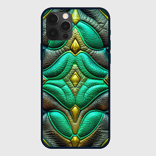 Чехол iPhone 12 Pro Объемная футуристичная текстура из кожи / 3D-Черный – фото 1