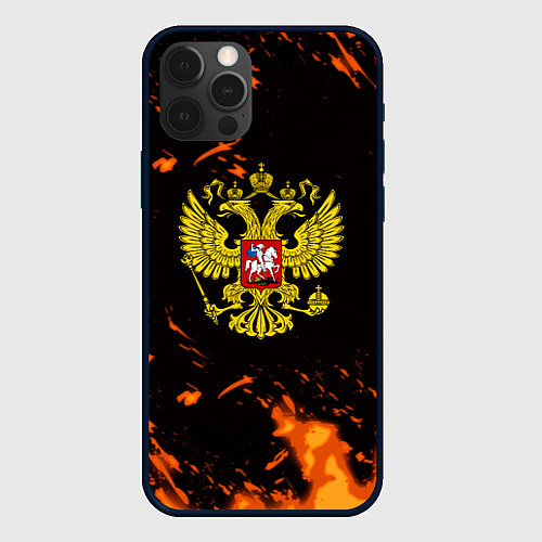 Чехол iPhone 12 Pro Россия огненные краски / 3D-Черный – фото 1