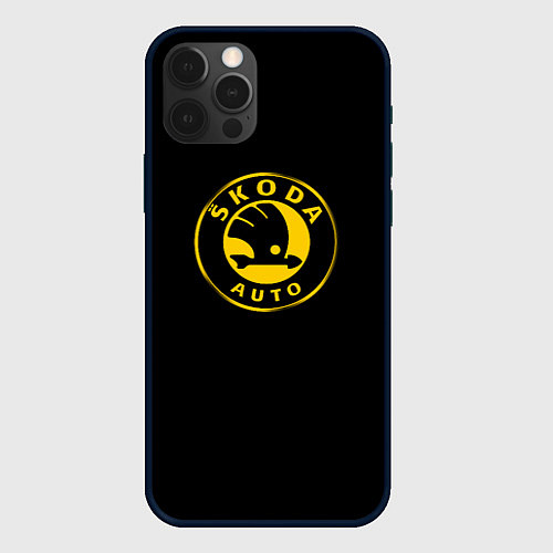 Чехол iPhone 12 Pro Skoda yellow / 3D-Черный – фото 1