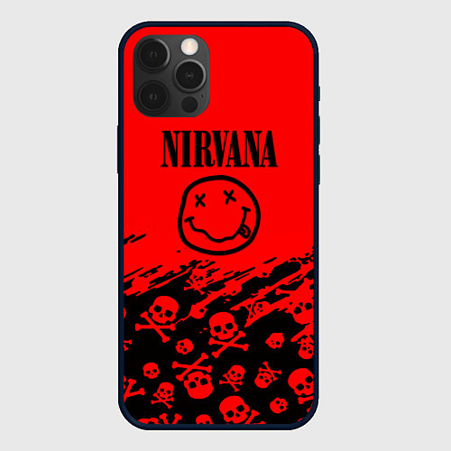 Чехол iPhone 12 Pro Nirvana rock skull / 3D-Черный – фото 1