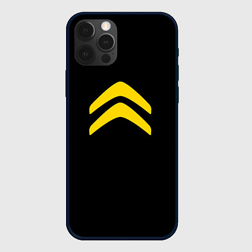 Чехол iPhone 12 Pro Citroen logo yellow / 3D-Черный – фото 1