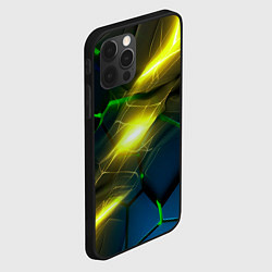 Чехол для iPhone 12 Pro Неоновые яркие зеленые плиты с желтым светом, цвет: 3D-черный — фото 2
