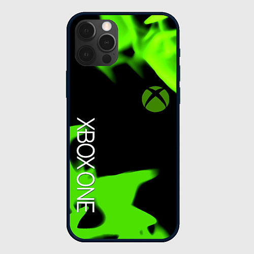 Чехол iPhone 12 Pro Xbox one green flame / 3D-Черный – фото 1