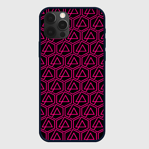 Чехол iPhone 12 Pro Linkin park pink logo / 3D-Черный – фото 1