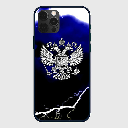 Чехол iPhone 12 Pro Россия шторм и молнии / 3D-Черный – фото 1