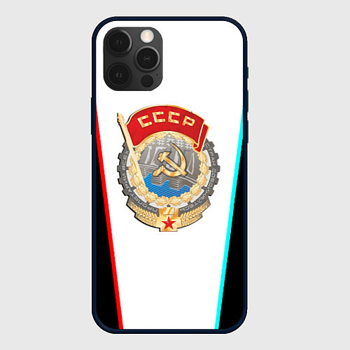 Чехол iPhone 12 Pro Герб РФ текстура / 3D-Черный – фото 1