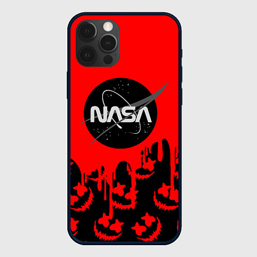 Чехол iPhone 12 Pro Marshmello x Nasa red / 3D-Черный – фото 1