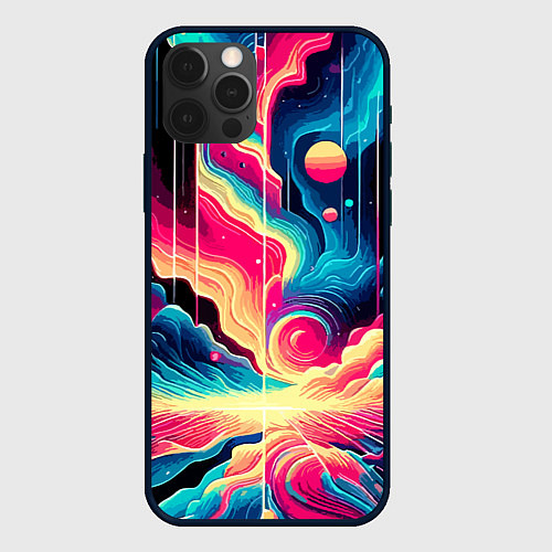 Чехол iPhone 12 Pro Neon space fantasy - ai art / 3D-Черный – фото 1