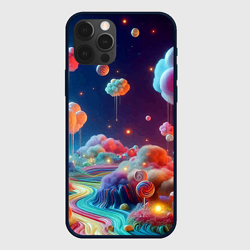 Чехол iPhone 12 Pro Planet chupa chups - neon glow / 3D-Черный – фото 1