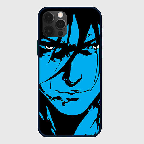 Чехол iPhone 12 Pro Лицо самурая в стиле манга - manga guy / 3D-Черный – фото 1