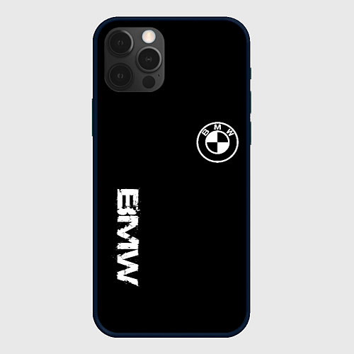 Чехол iPhone 12 Pro BMW logo white auto / 3D-Черный – фото 1