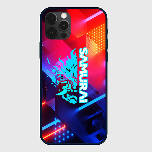 Чехол iPhone 12 Pro Samurai neon game / 3D-Черный – фото 1