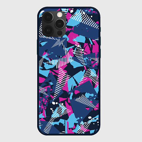 Чехол iPhone 12 Pro Яркий абстрактный узор для спорта / 3D-Черный – фото 1